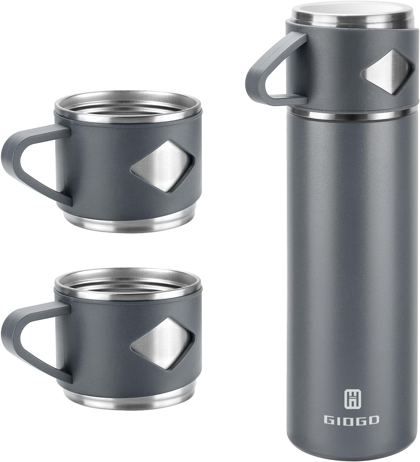 Stainless Steel Thermo 500ml/16.9oz Vacuum Insulated Bottle with Cup for Coffee Hot drink and Cold drink water flask.(Pink,Set)