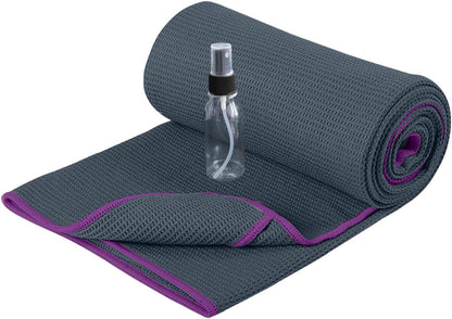 Heathyoga Hot Yoga Towel Non Slip, Microfiber Non Slip Yoga Mat Towel, Exclusive Corner Pockets Design, Dual-Grip, Sweat Absorbent, Perfect for Hot Yoga, Bikram, Pilates and Yoga Mats