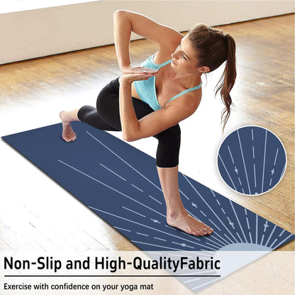 Hot Yoga Mat Towel with Corner Pockets Yoga Towels for Hot Yoga Non Slip with Travel Bag Sweat Absorbent Yoga Blankets Mat Cover for Workout Gym 70"x26" (Mountain-01, 70x26)