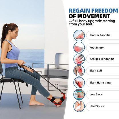 comness Foot and Calf Stretcher-Stretching Strap For Plantar Fasciitis, Heel Spurs, Foot Drop, Achilles Tendonitis & Hamstring. Yoga Foot & Leg Stretch Strap. (Black)
