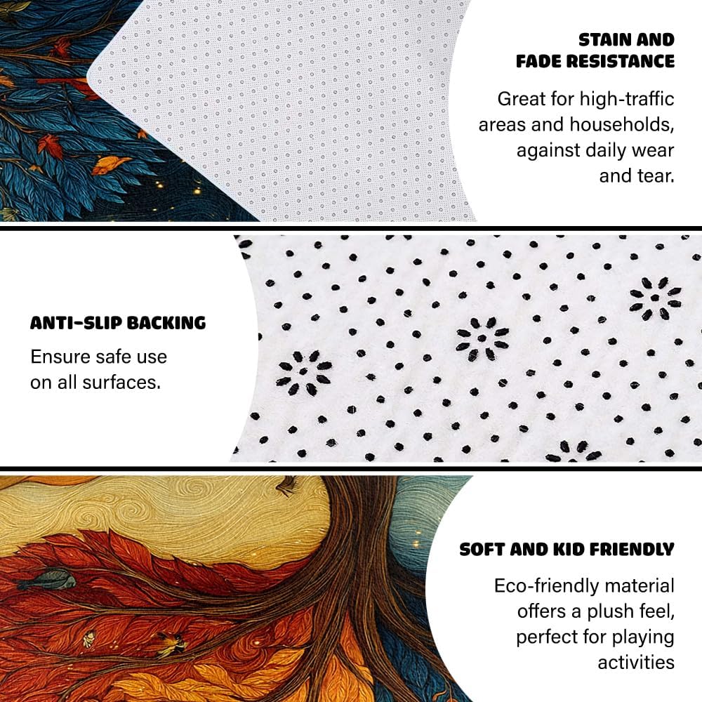 Tree of Life Area Rug – Bohemian Mandala Carpet for Living Room, Bedroom, Meditation Space, Yoga, Spiritual Home Décor – Large Soft Floor Mat for Indoor Decoration (TOL08)