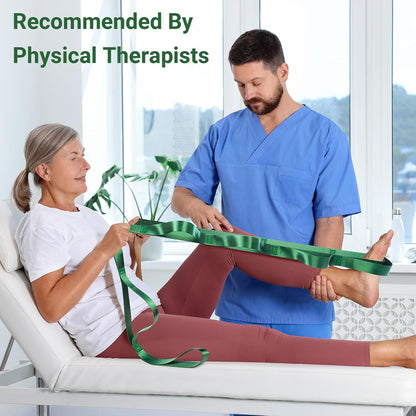 Stretch Strap With Loops For Physical Therapy, Yoga Straps For Stretching With Loops, Non-elastic Leg Straps For Knee Rehab, 8 ft Long x 1.2 inch Wide