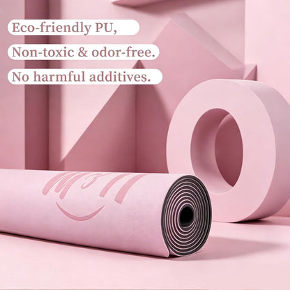 U&M Professional Non Slip PU Yoga Mat,Purple, Grey, Pink, Green 72x27 Inch 0.2" Thick Exercise Mat,| Sweatproof High Density | Anti-tear | Non-Slip Textured Surface | Natural Rubber Bottom Workout Mat for Women & Men Yoga Pilates Fitness
