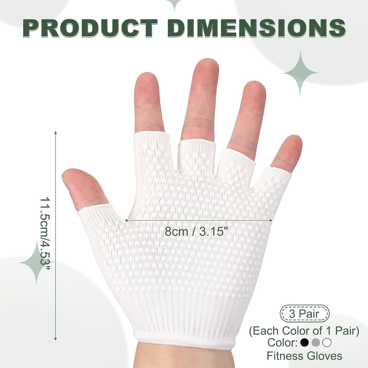 Yoga Gloves, Non Slip Fingerless Pilates Gloves Breathable Exercise Workout Mittens
