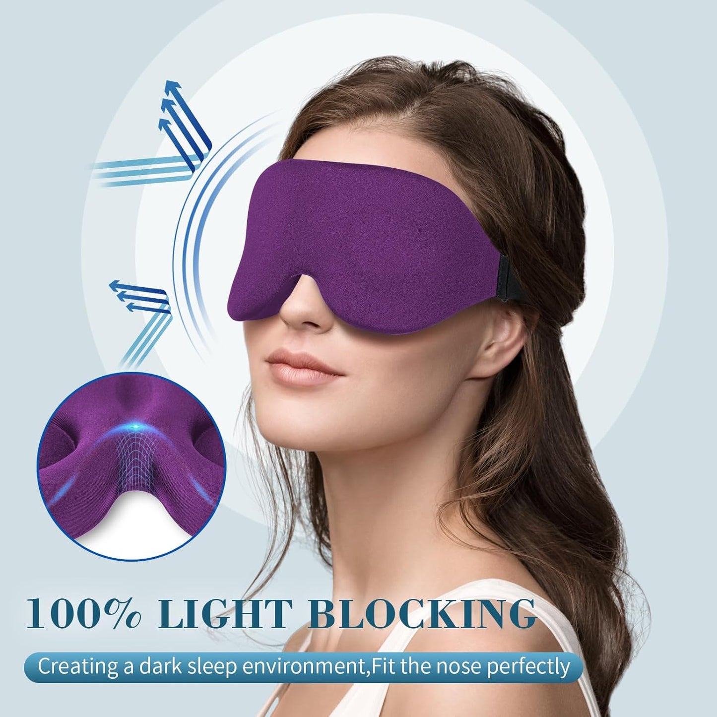 ZGGCD Sleep Mask for Side Sleeper, Light Blocking Sleeping Eye Mask for Women Men, 3D Contoured Cup Night Blindfold, Luxury Eye Cover Eyeshade with Adjustable Strap for Travel, Nap, Black