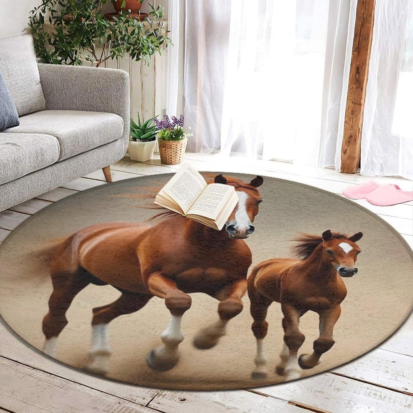 Soft Round Yoga Carpet, Office Chair Decor Round Mat for Carpet and Hardwood Floors Purple Butterfly