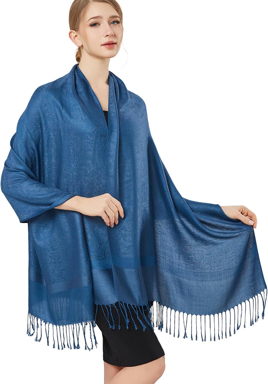 vimate Silky Paisley Pashmina Shawl Scarf-Women's Soft Double-side Jacquard Pashminas Wrap for Evening Dress Travel Shawl