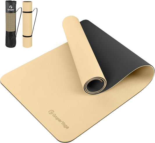 Gruper Yoga Mat Non Slip, 72"L x 24"W x 0.24"/0.32"TH, Anti-Tear Exercise Mat with Carrying Strap and Bag, Pro TPE Yoga Mats for Women, Workout Mats for Home, Pilates and Floor Exercises