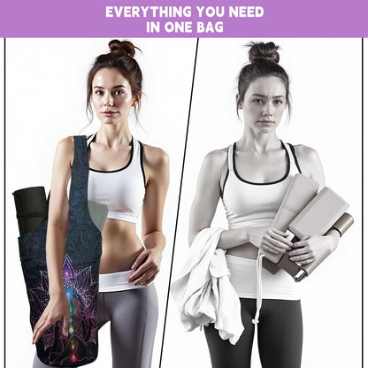 Yoga Mat Bag Carrier for Women with Side Large Pocket Durable Linen Workout Gym Travel Storage Pilates Mats