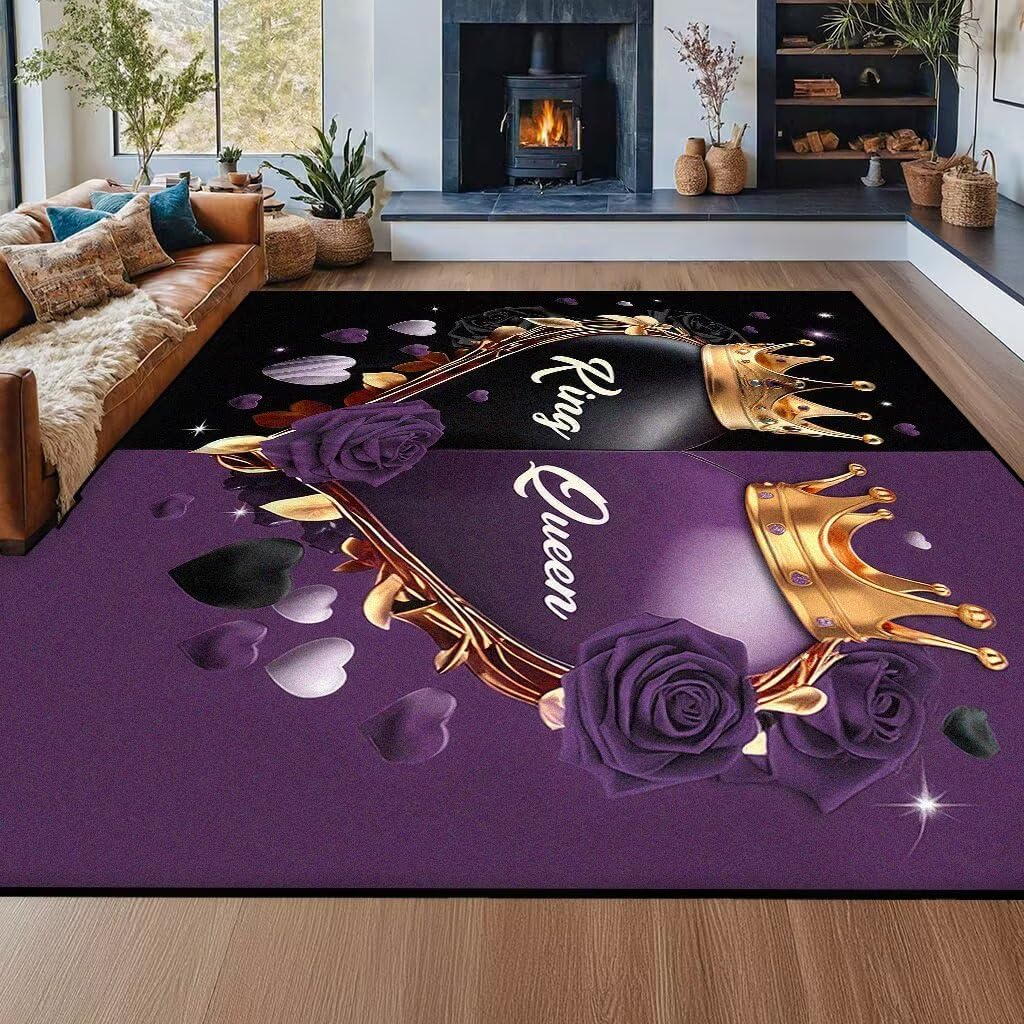 5' X 7' Queen and King Rug Black Grey Area Rugs Dining Living Room Bedroom Kitchen Office Yoga Room Washable Floor Mat Doormats Throw Rug Carpet Room Decor
