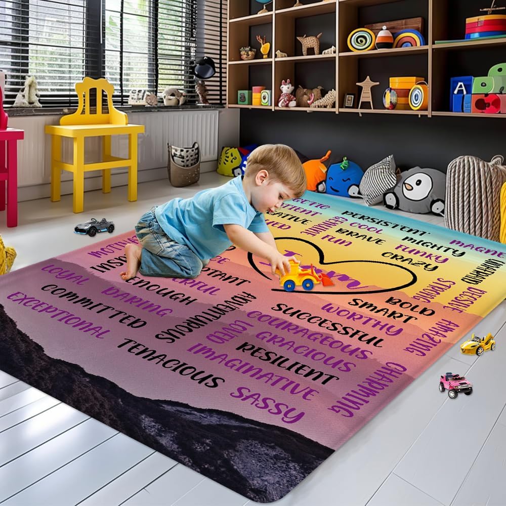 Chakra Area Rug, Meditation & Yoga Carpet for Living Room, Bedroom Mandalas Boho Style Non-Slip Machine Washable Rugs for Women Adults Yoga Lovers Bohemian Floor Mat Office Decor (YOGA-DS01)