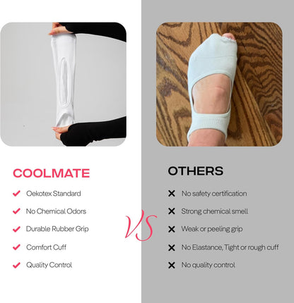 COOLMATE Pilates Socks with Grips for Women, Yoga Socks, Crew Non Slip Women for Barre, Pilates Gifts for Women - Colors B