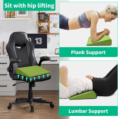 BUYUE Wedge Cushion for Butt Lift Women, Hard-Firm EVA Foam for Lift HIPS Up Fitness Training, Plank Position Mat, Non-Slip Chair Seat Pad, 15.7"x 12.5", Black