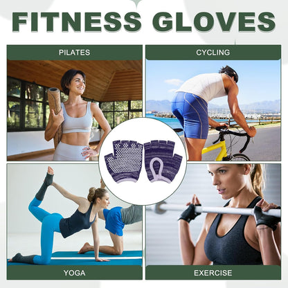 Yoga Gloves, Non Slip Fingerless Pilates Gloves Breathable Exercise Workout Mittens
