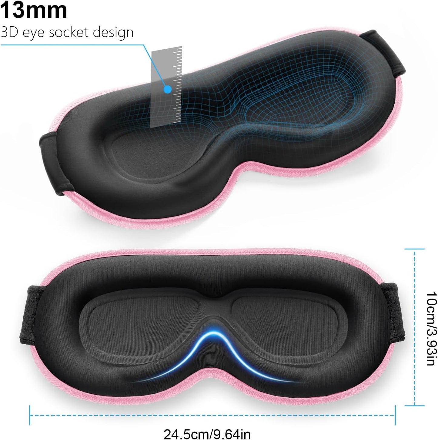 Gritin 100% Blackout Sleep Eye Mask for Women Men, Zero Pressure Sleeping Mask - Ergonomic Design 3D Cutout Eye Movement and Eyelash Friendly Night Blindfold, Ultra Soft Comfortable for Sleeping