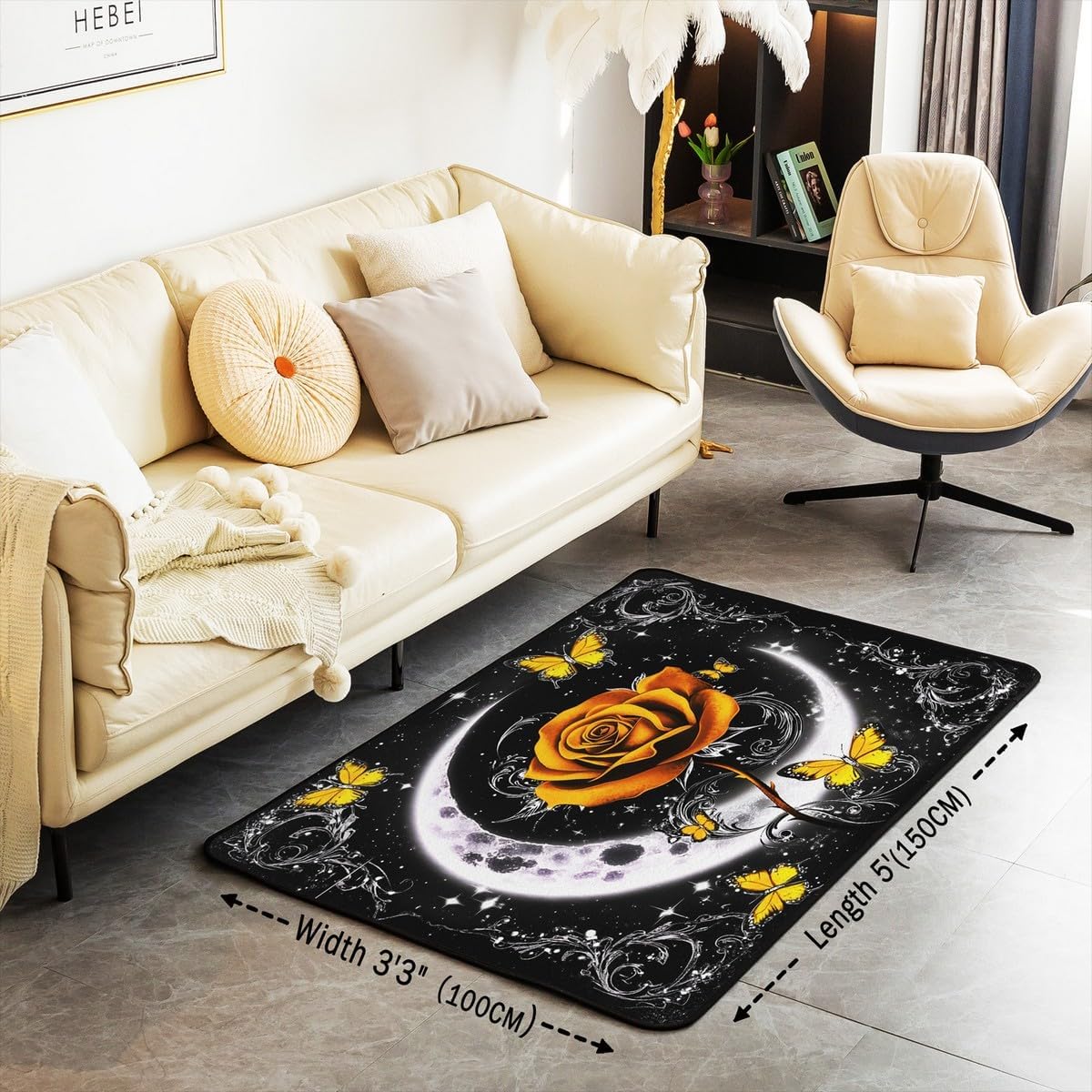 Feelyou Floral Rose Indoor Floor Mat Set,Romantic Blue Rose Rugs for Living Room Bedroom Area Rug 3x5,Boys Girls,Botanical Flower Rose Accent Rug Doormats Floor Mat for All Season