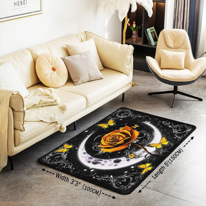 Feelyou Floral Rose Indoor Floor Mat Set,Romantic Blue Rose Rugs for Living Room Bedroom Area Rug 3x5,Boys Girls,Botanical Flower Rose Accent Rug Doormats Floor Mat for All Season
