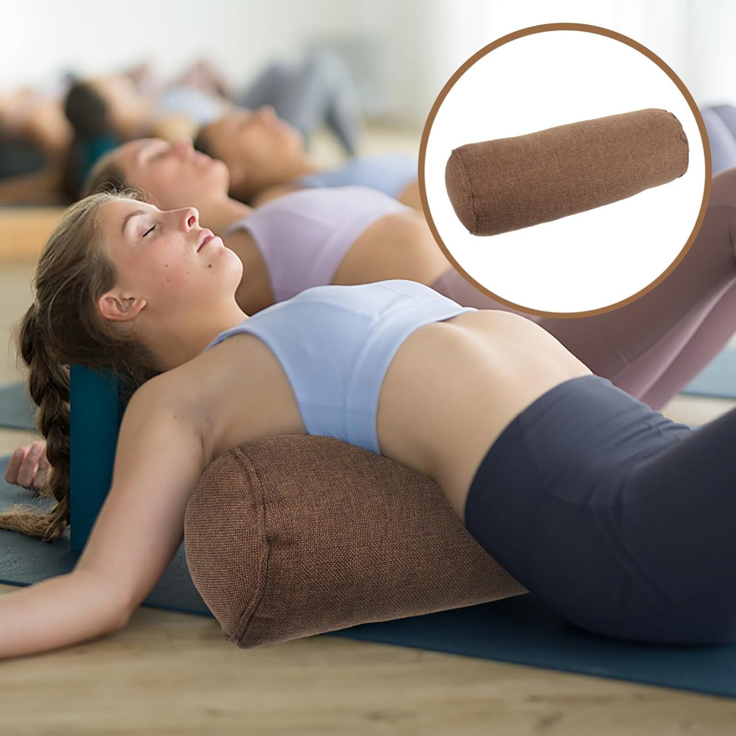 balacoo Yoga Bolster Pillow Pearl Cotton Lumbar Pillow Shape-retaining Tube Cushion for Meditation Cylinder Bolster Pillow for Restorative Yoga Support, 40.00X15.00X15.00CM, Coffee