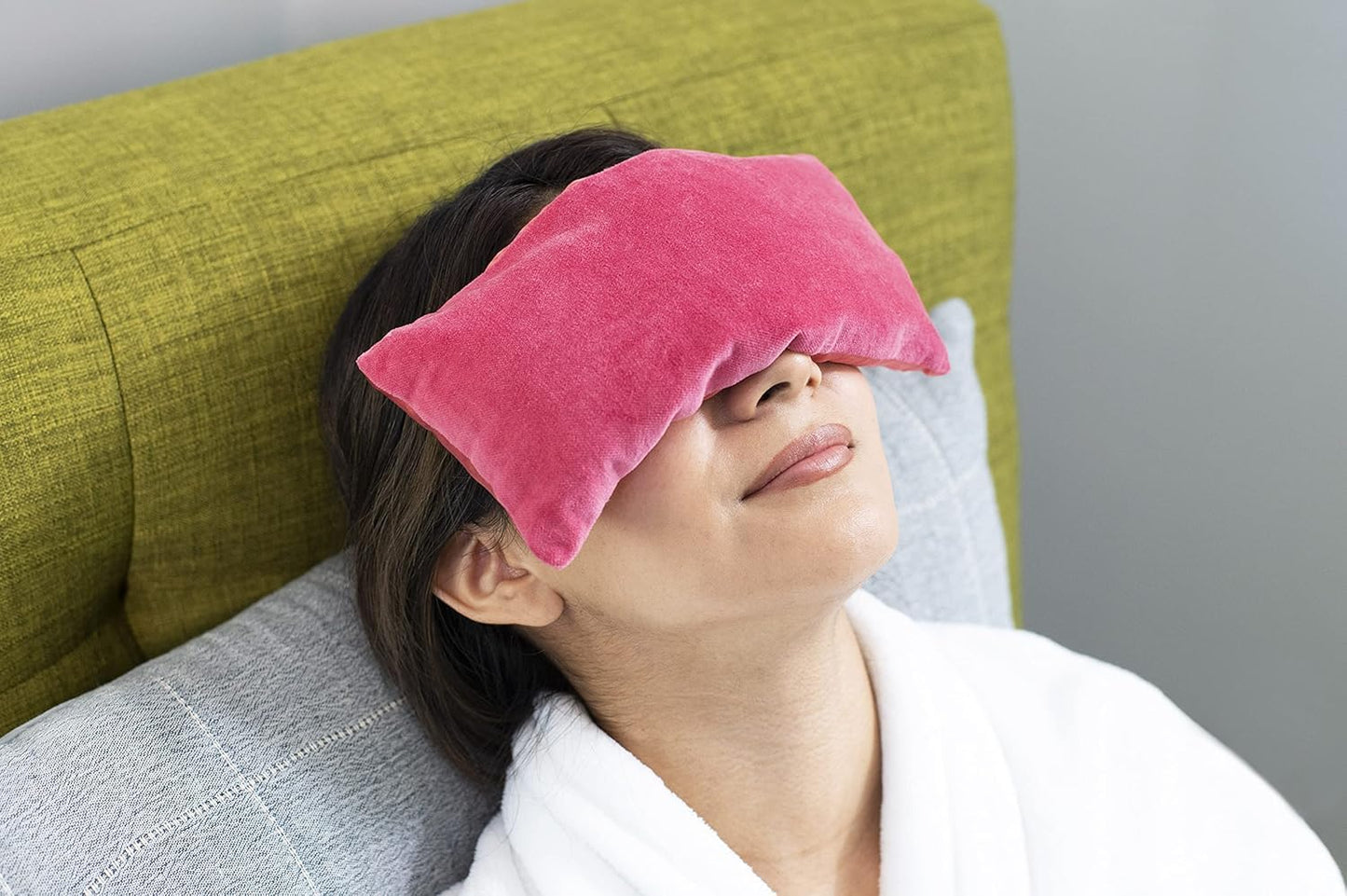 DreamTime Weighted Eye Pillow Mask, Rose Velvet, Microwave or Freeze, Washable, 9.5x4.5 in, for Sleep, Yoga, Meditation, Relaxation