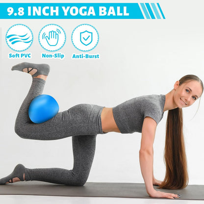 RoundFunny Pilates Ring Circle Set 18 Pcs Exercise Equipment Accessories for Women Workouts Pilates Ball Stretching Strap Magic Circle Yoga Ring Gym Back Bag Resistance Band Anti Slip Socks