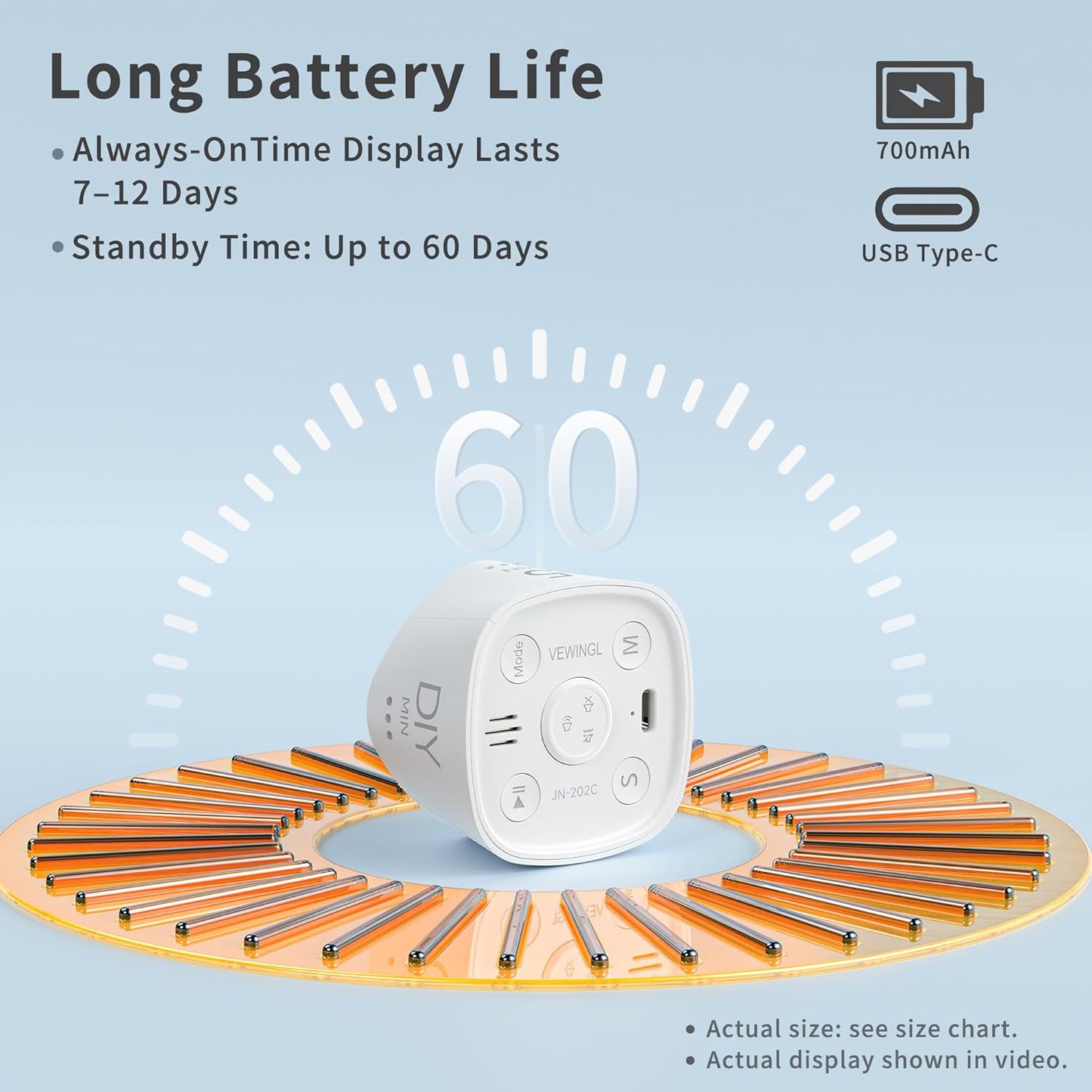 VEWINGL Cube Productivity Timer, 5/10/30/60 Min Presets + Custom Countdown, Silent/Vibrate/Sound Alarm, Pause & Resume, Desk Timer for Work, Study, Tasks, Kitchen