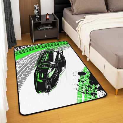 Feelyou Dirt Bike Area Rug 3x5 Kids Extreme Sports Green Honeycomb Living Room Rugs for Bedroom Boys Girls Teens Racing Motocross Rider Decorative Carpet Rug Non-Slip Motorcycle Indoor Floor Mat