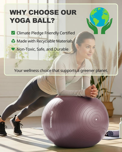 Trideer Exercise Ball Yoga Ball,Office Seating & Balance Ball Chair, Stability Ball for Pilates, Physical Therapy,Core Training & Balance Improvement & Stretching