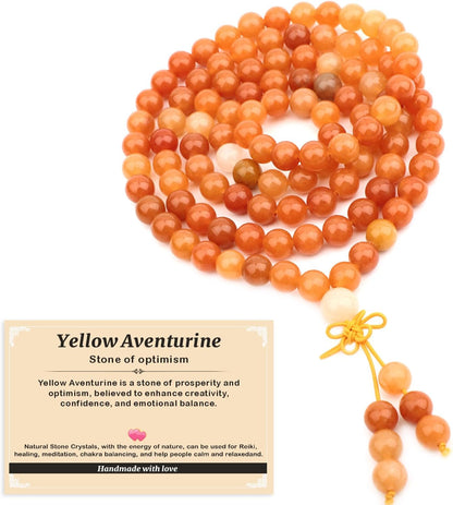 AD Beads 6mm 8mm 108 Prayer Mala Jasper Elastic Bracelet - Handmade Yoga Meditation Healing Power Energy Gifts for Unisex Adult.