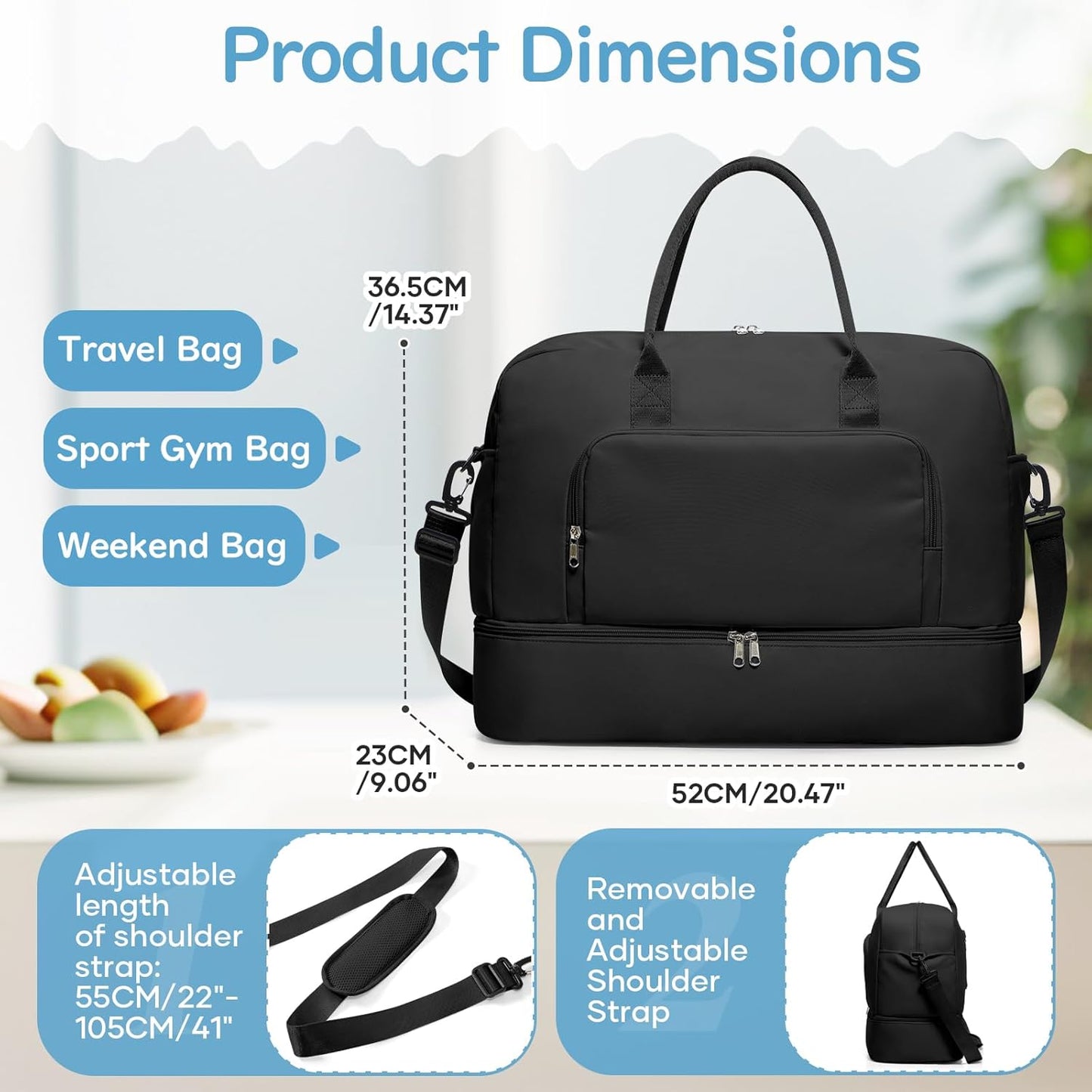 Gym Bag Womens Mens with Shoes Compartment and Wet Pocket Travel Duffel Bag for Women for Plane Sport Gym Tote Bags Swimming Yoga Waterproof Weekend Overnight Carry on Bag Hospital Holdalls - Colors C