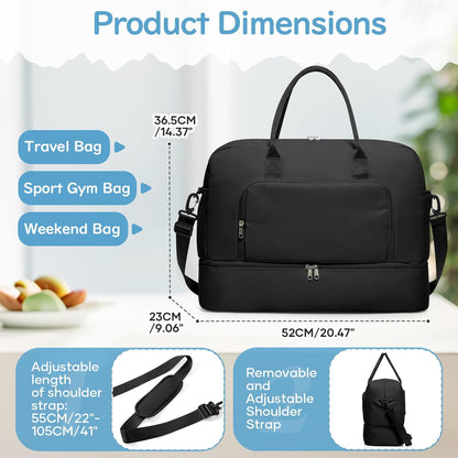 Gym Bag Womens Mens with Shoes Compartment and Wet Pocket Travel Duffel Bag for Women for Plane Sport Gym Tote Bags Swimming Yoga Waterproof Weekend Overnight Carry on Bag Hospital Holdalls - Colors C