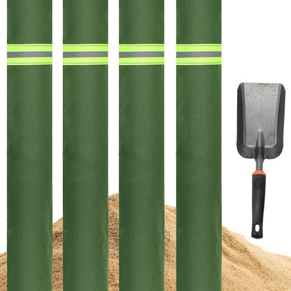 Sand Bags for Flooding, 4Pcs Flood Prevention Sandbags,Thickened Long Canvas with Elastic Band, Reusable Flood Barriers for Indoor and Outdoor Garage 5'X 7"