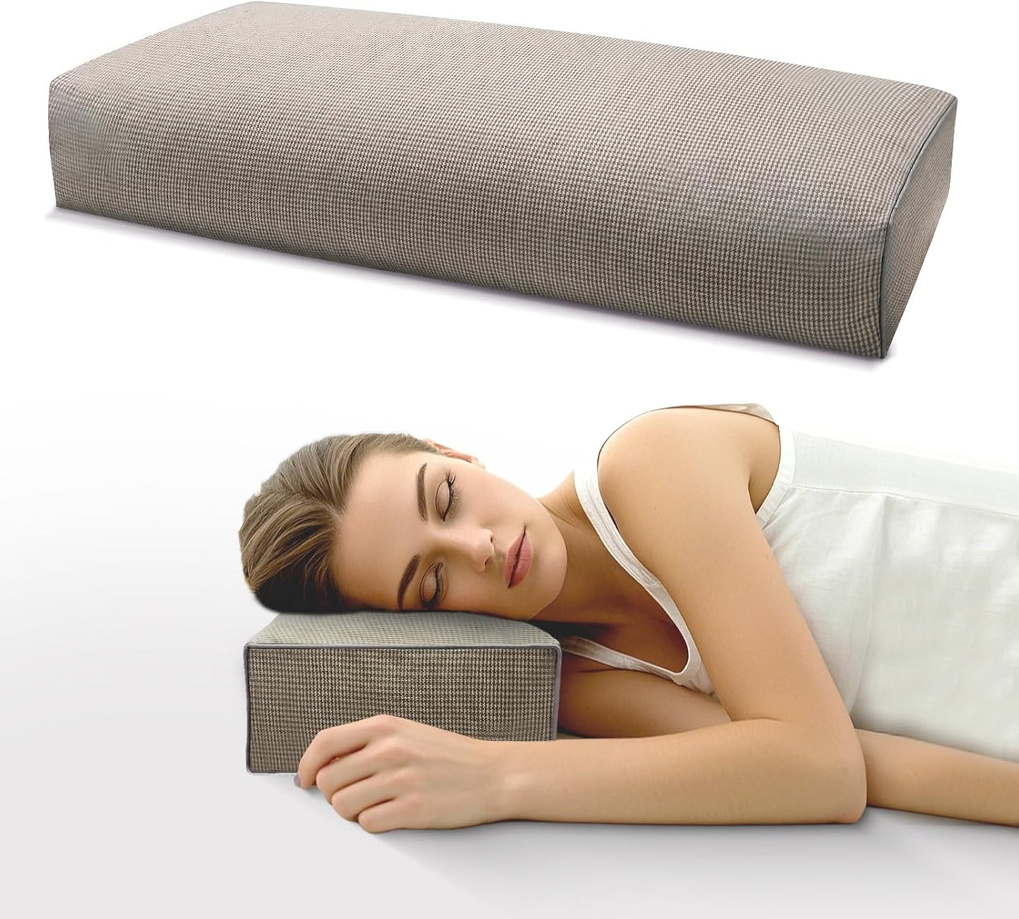 Adjustable Buckwheat Hull Pillow for Neck Pain Relief (21x8x4in) Natural Cooling Cervical Support Organic Pillow for Side & Back Sleepers with Night Sweats (Grey)