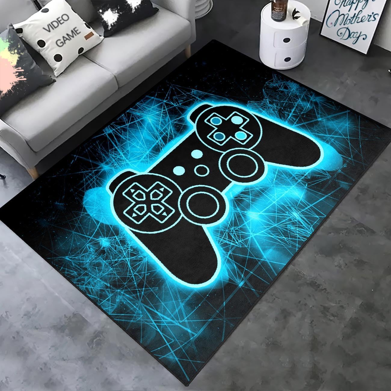 Video Game Rug - Gaming Themed Rug Gamepad Controller Area Rugs for Bedroom Gaming Carpet for Boys Game Carpet for Playrooms Bedroom Doormat Yoga Mats