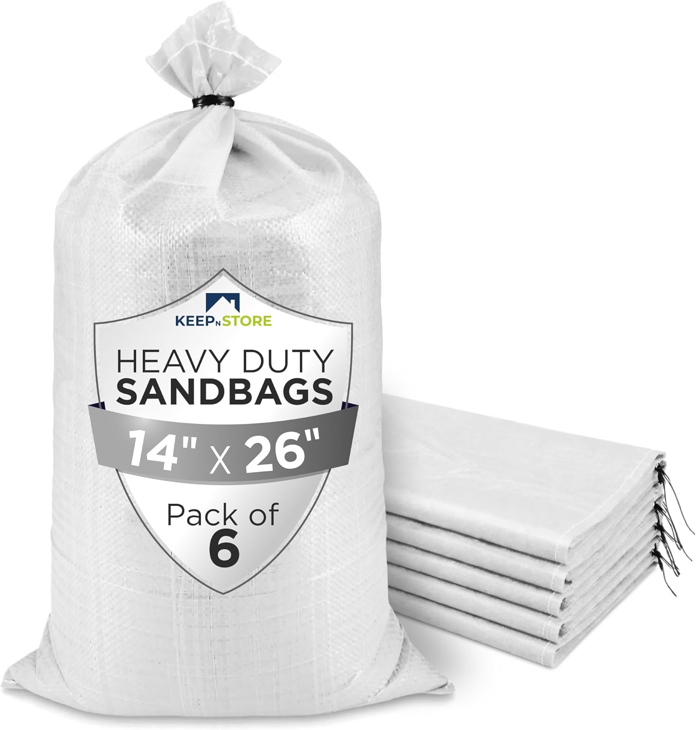 Heavy Duty Sand Bags Pack of 3, White Empty Sandbags with Built-In Ties, Woven Polypropylene UV Protection 1600 Hours, Fillable Sand Bags for Flood Control, Weight, 10x14 inches, 15 Pounds Volume