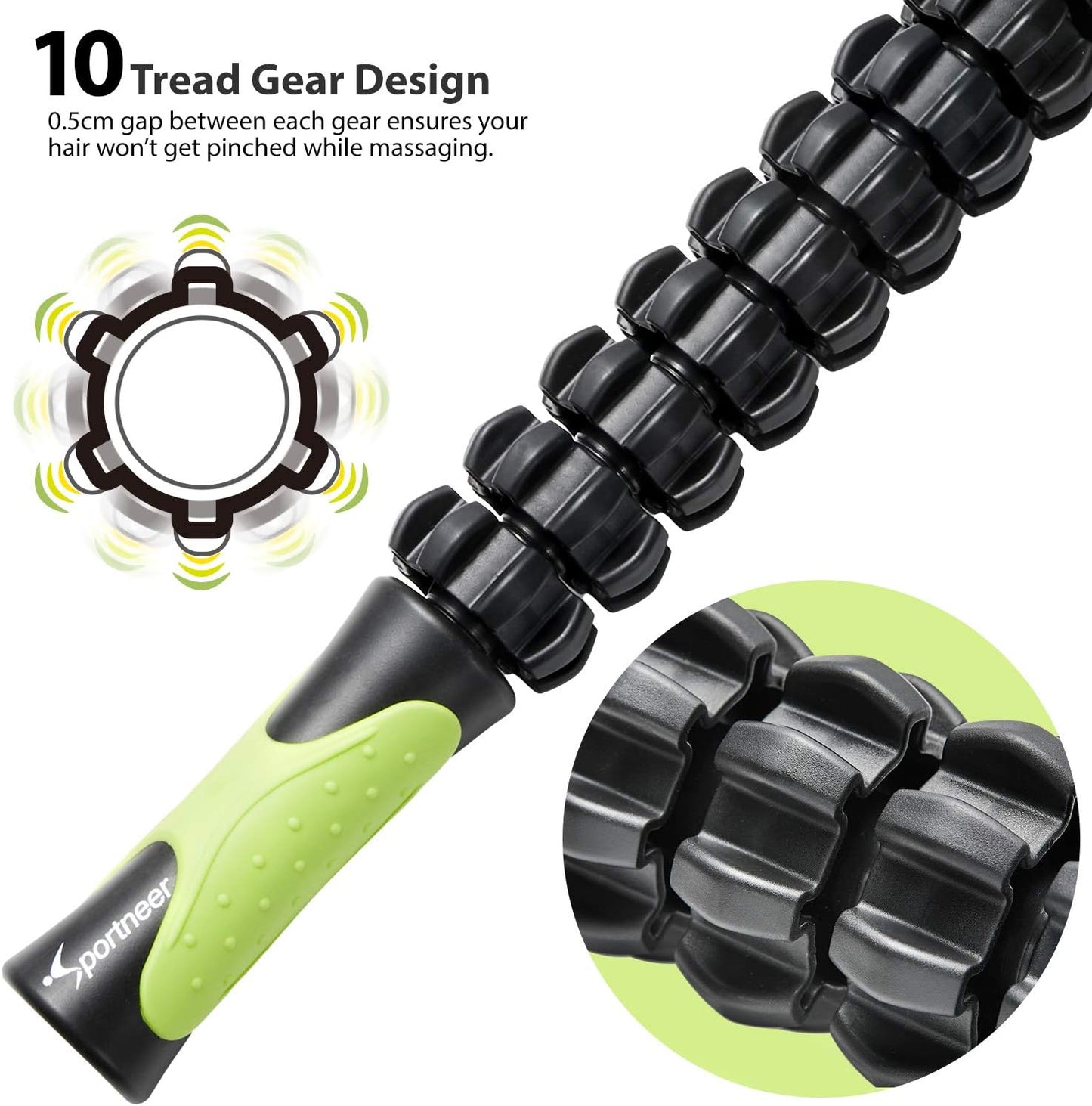 Sportneer Muscle Roller Stick – Deep Tissue Leg & Back Massager for Athletes, Relieves Soreness, Cramps & Tight Muscles – Upgraded Black