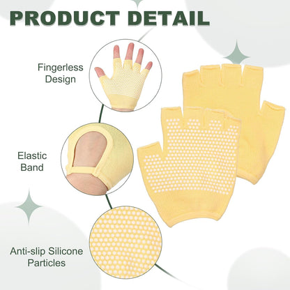Yoga Gloves, Non Slip Fingerless Pilates Gloves Breathable Exercise Workout Mittens