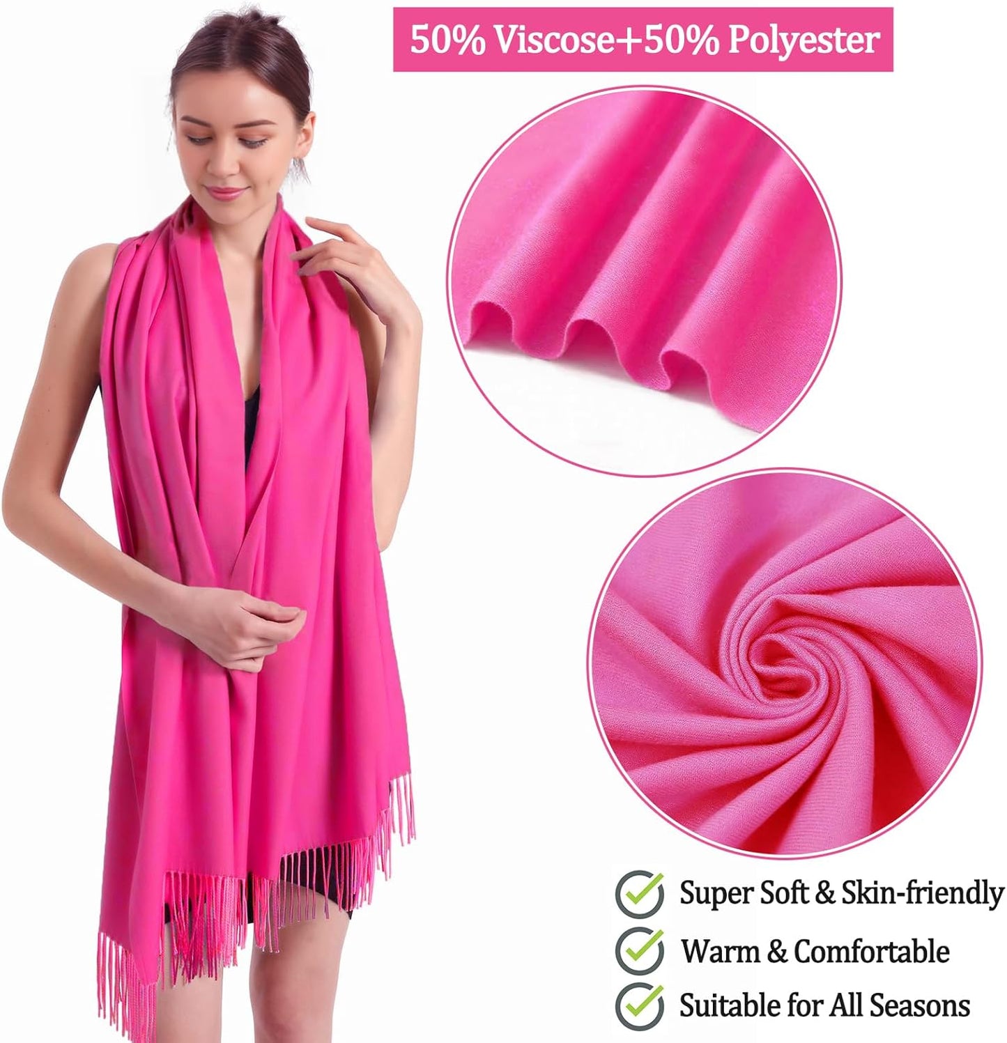 Pashmina Scarf and Shawl - Soft Women Pashminas Wrap for Wedding Evening Party dresses