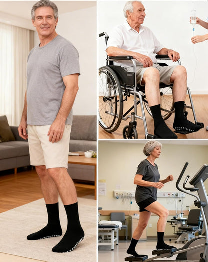 Non Slip Grip Socks for Men Women Crew Grippy Socks for Hospital Pilates Yoga,Gifts for Seniors Elderly