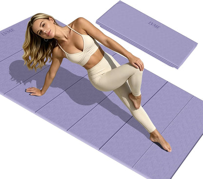 Large Yoga Mat 75"x31", Foldable Yoga Mat & Travel Yoga Mat, Extra Wide 0.24" Thin Non-Slip Mat for Yoga, Pilates, Stretching & Home Workouts –Easy Carry & Store