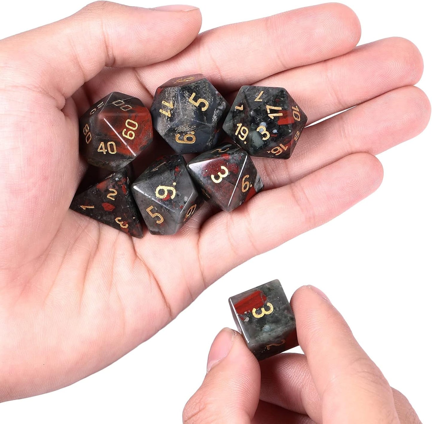 mookaitedecor 7 PCS Blue Howlite Turquoise Crystal Polyhedral DND Dice Set, Polished Tumbled Stones Dices for RPG MTG Table Games Home Decoration