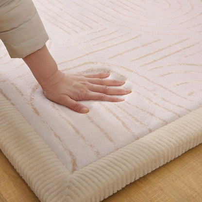 Hakuna Matte CloudSoft Mat for Floor 60" x 80" Beige – Coral Velvet Memory Foam Rug – Non-Slip, Water-Resistant