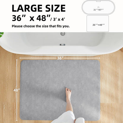 TYUU Bath Mat, Bathroom Rugs Non Slip Washable Thin Absorbent Quick Dry Bath Mat Fits Under Door Bathroom Floor Mat Perfect for Bath, Shower, or Sink 24"x36" Dark Grey