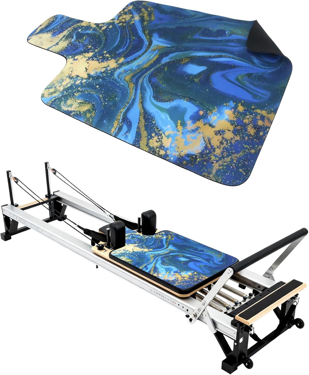 Non Slip Pilates Reformer Mat, Soft Fleece Surface Pilates Towel Mat, Pilates Mat with Multiple Equipment, Lightweight and Foldable, Wicking and Quick Drying for Yoga, Fitness