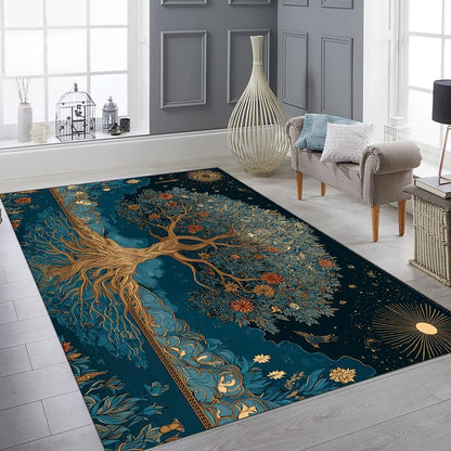 Tree of Life Area Rug – Bohemian Mandala Carpet for Living Room, Bedroom, Meditation Space, Yoga, Spiritual Home Décor – Large Soft Floor Mat for Indoor Decoration (TOL08)