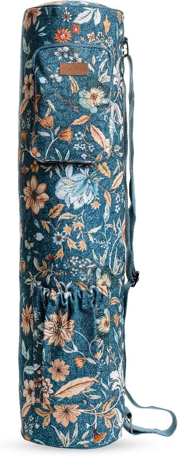 Maison d' Hermine Yoga Mat bag, Cylindrical bag for Woman&Men, yoga mat Bag &Adjustable shoulder straps Yoga Mat Carrier Bag with Drawstring Water Bottle Pocket and zipper pocket Easter Gifts