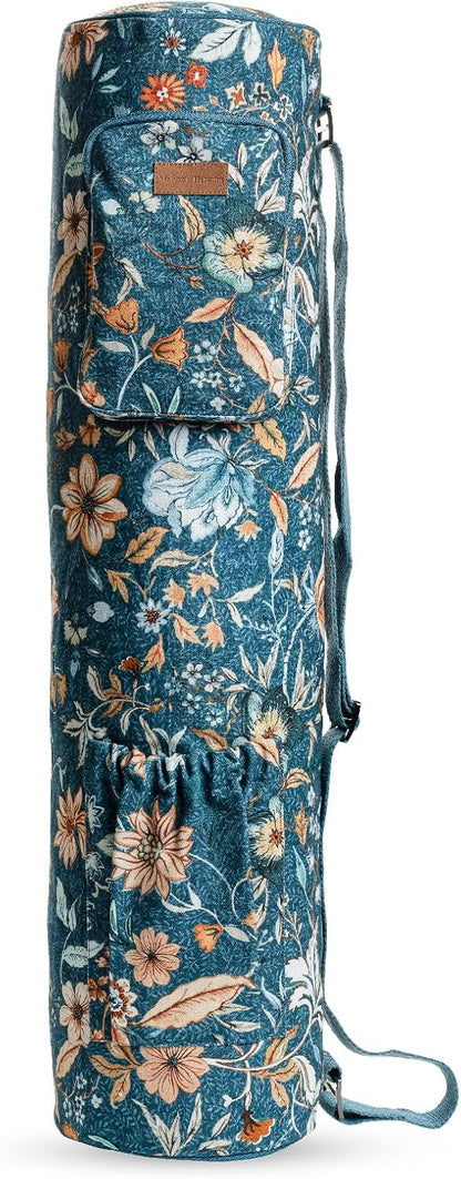 Maison d' Hermine Yoga Mat bag, Cylindrical bag for Woman&Men, yoga mat Bag &Adjustable shoulder straps Yoga Mat Carrier Bag with Drawstring Water Bottle Pocket and zipper pocket Easter Gifts