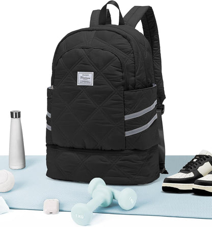 Gym Backpack for Women Men,Cheer bag,Lightweight Gym Bag with Shoe Compartment, Waterproof Sports Backpack with Wet Pocket, Black