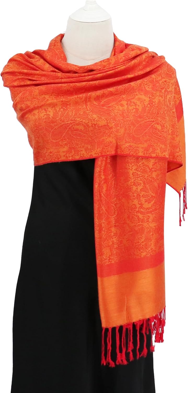 vimate Silky Paisley Pashmina Shawl Scarf-Women's Soft Double-side Jacquard Pashminas Wrap for Evening Dress Travel Shawl