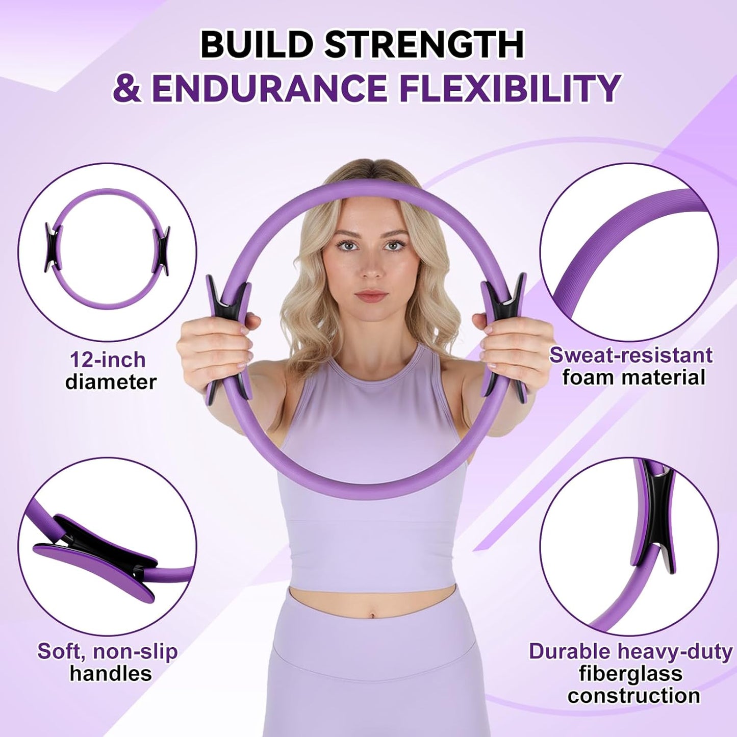 LiKiLiKi Pilates Ring and Ball Set, Home Pilates Equipment for Women with Resistance Bands, 12'' Magic Circle, 9.8'' Ball, for Strength, Toning and Flexibility, Fitness Essentials Starter Accessories