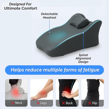Back Wedge Pillow for Sofa — Reading Wedge Pillow, Lumbar Support Pillow for Couch, Reading, Gentle Support for Yoga, Relaxing & Nighttime Rest | Acid Reflux & Back Discomfort (Light Gray)